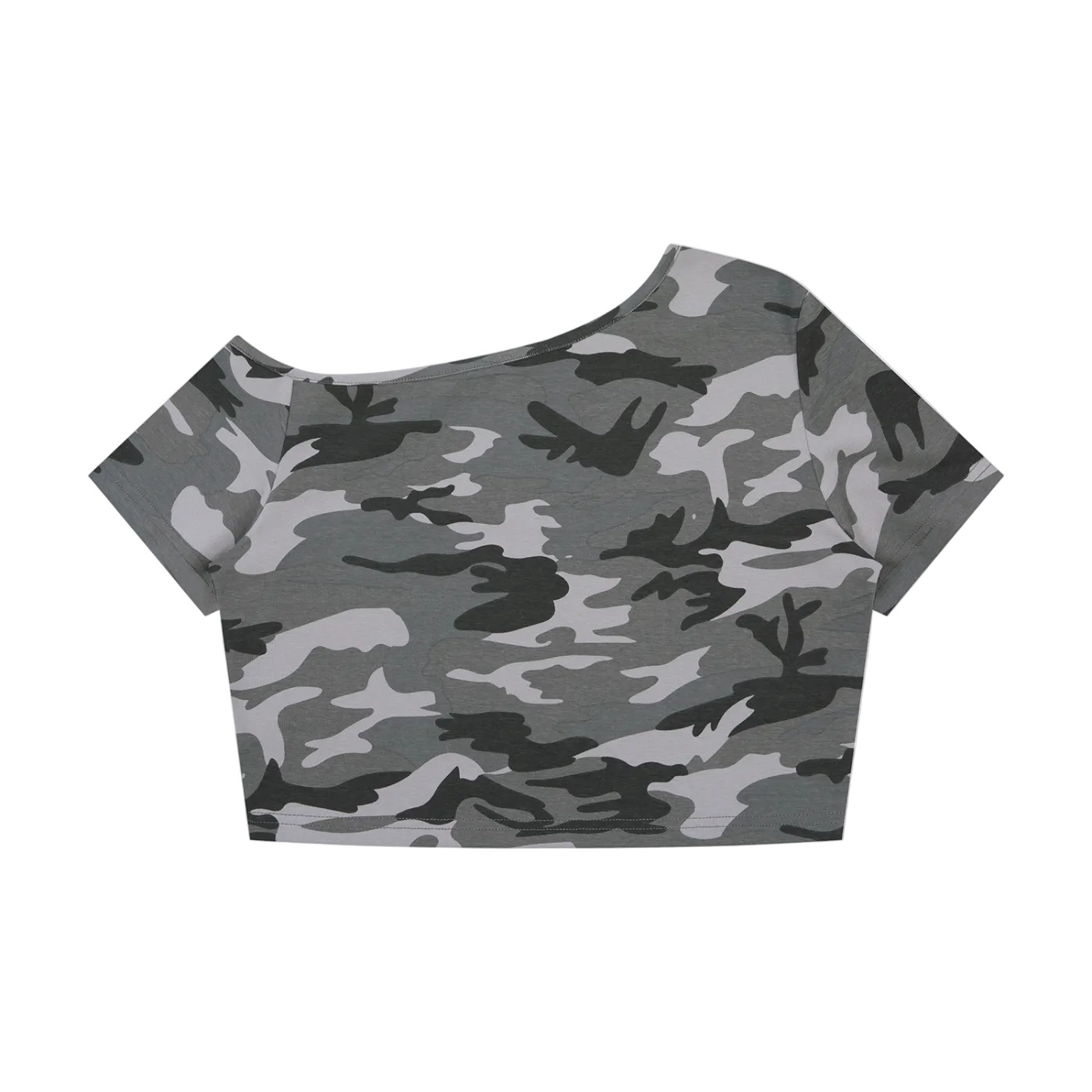 EST MMVII Women's Camo Off-Shoulder Crop T-Shirt