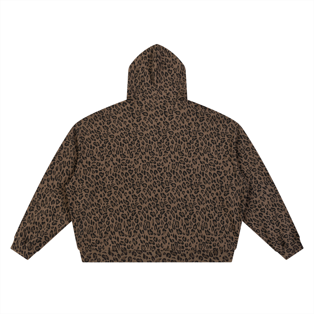 EST MMVII Leopard Print Waffle Full Zip Hoodie