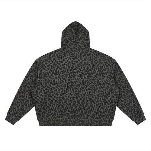 EST MMVII Leopard Print Waffle Full Zip Hoodie