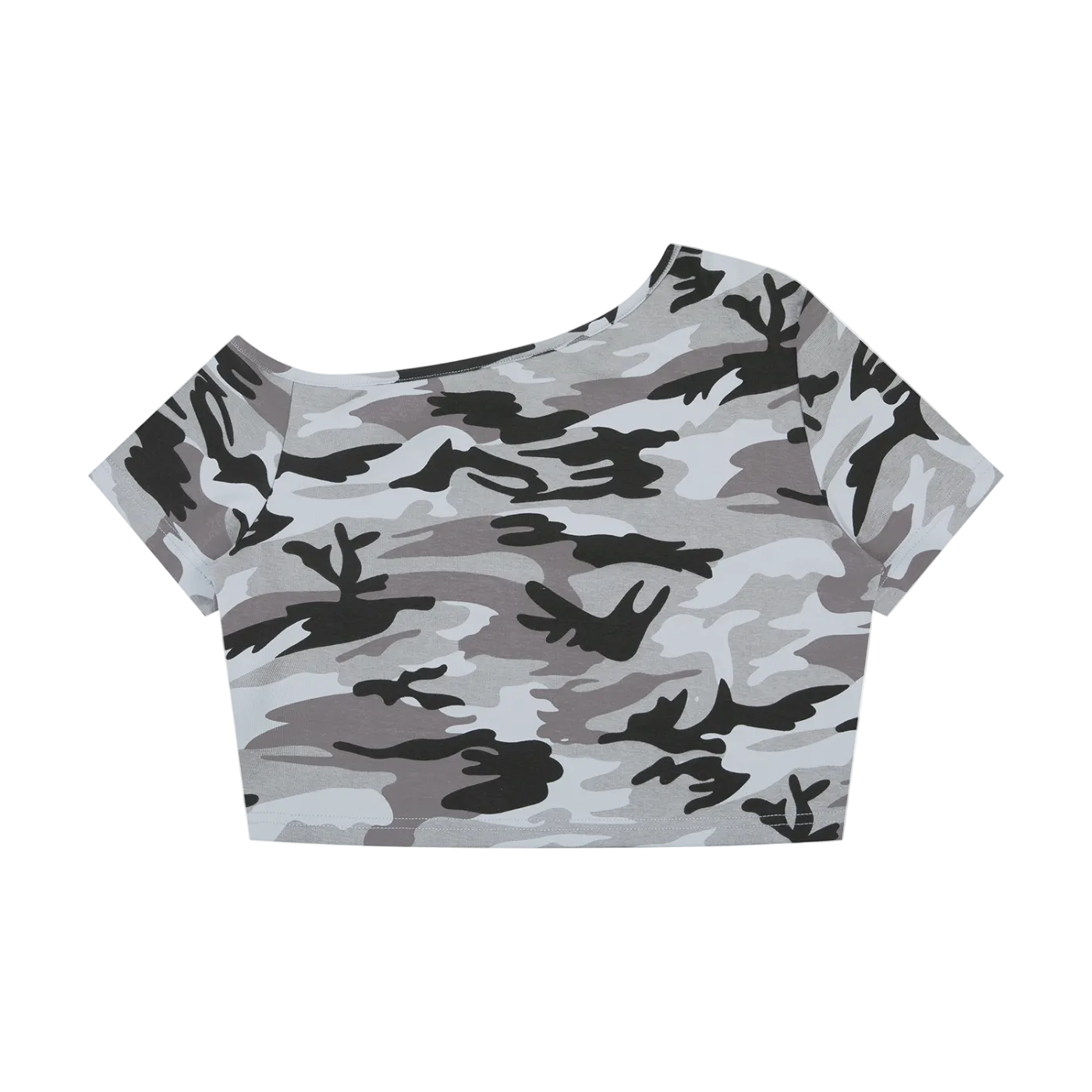 EST MMVII Women's Camo Off-Shoulder Crop T-Shirt